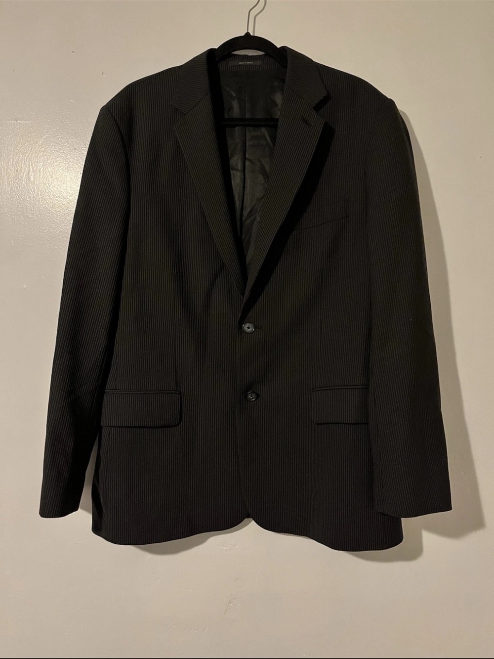 Express Men's Black Pinstripe Wool Blazer - Two-Button Sport Coat